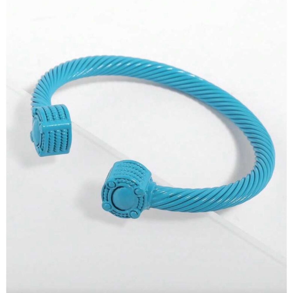 Classic Cable Bracelet Cuff in a bright Blue